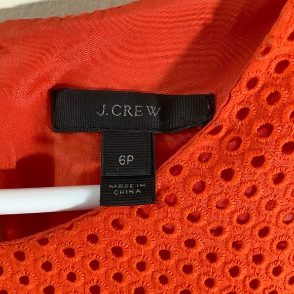 J. Crew Eyelet Shift Dress Flutter Sleeve Orange Above the Knee Length Cotton - Picture 7 of 7